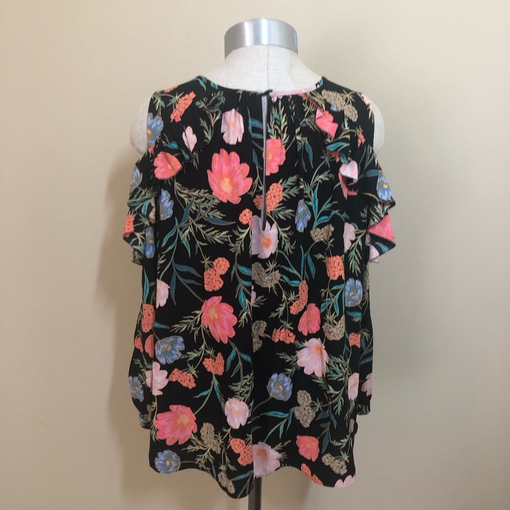 Kate spade floral blossom cold shoulder top blouse ruffle - Picture 5 of 16